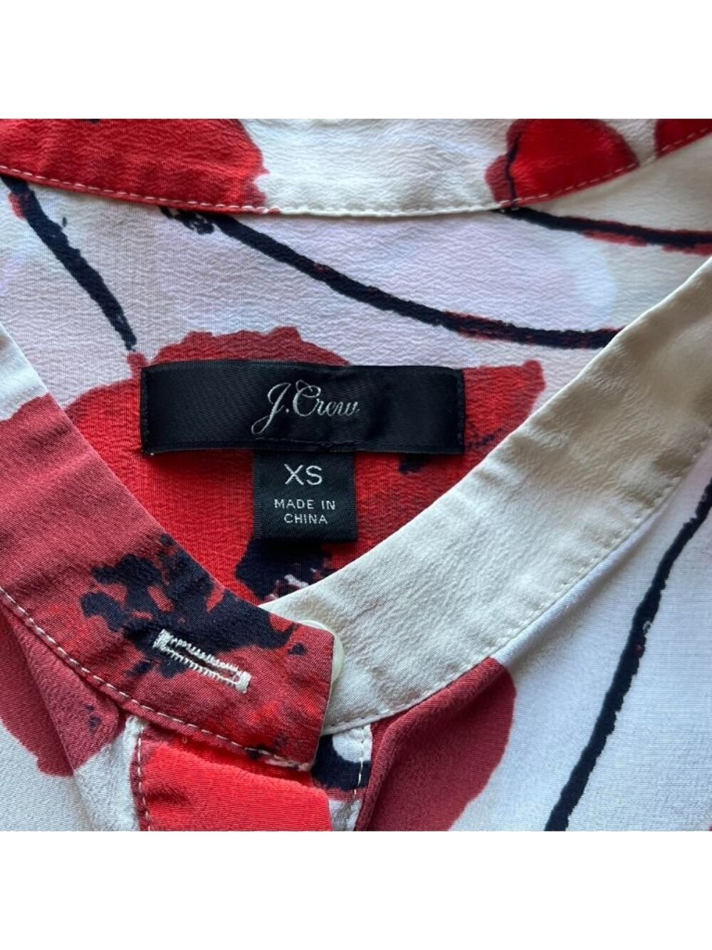 J.Crew 100% Silk Poppy Blouse Size Small Button-up 3/4 Sleeves Spring Soft Girl - Picture 3 of 7